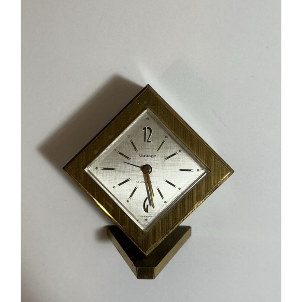 Vantage Alarm Clock~Germany 7J Diamond-shaped~Vintage Wind-Up~Works!